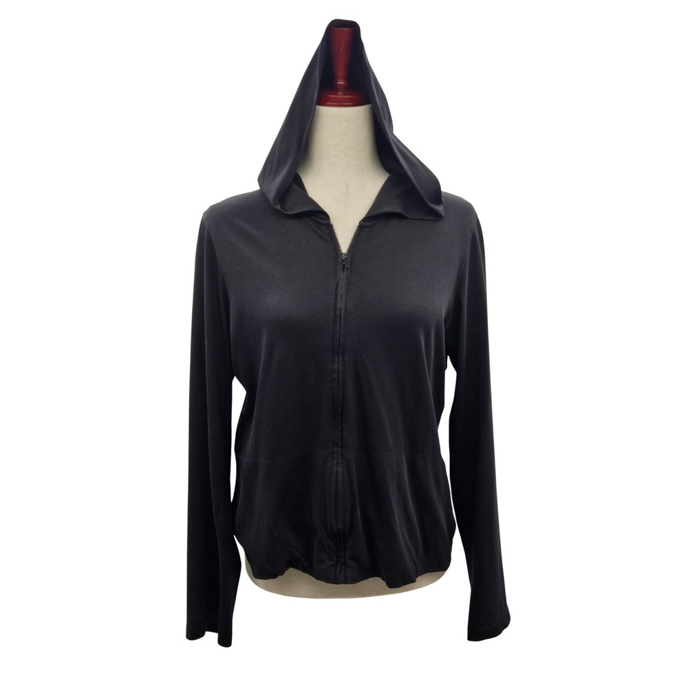 Gap Black Womens 100% Cotton Full Zip Hoodie Long Sleeve Size Large